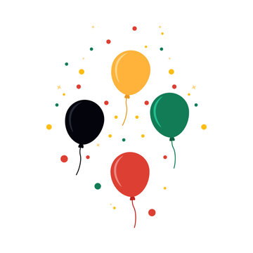 colorful balloons floating with confetti clip art preview