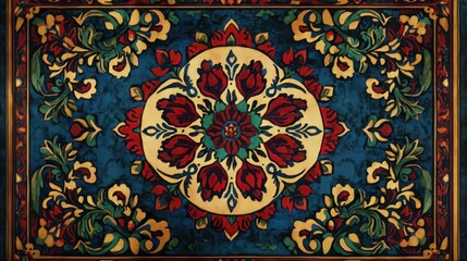 Obraz premium Eco tapestry with floral patterns in red blue and green