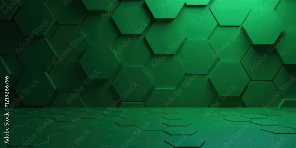 Poster abstract emerald hexagon pattern background, ideal for modern designs and presentations