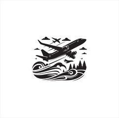 Black silhouette airplane vector