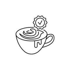 Cappuccino with Foam Outline Icon for Coffee Culture