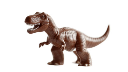 Realistic Brown Toy Dinosaur Figure Isolated on White Background Perfect for Children's Play and Educational Purposes, Invoking Imagination and Creativity in Early Childhood