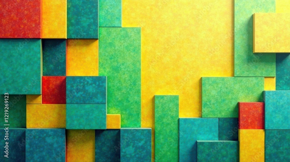 Aufkleber abstract colorful block composition a vibrant textured pattern of interlocking squares and rectangle