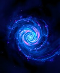 Vibrant Cosmic Vortex: A Swirling Galaxy of Deep Blues and Purples