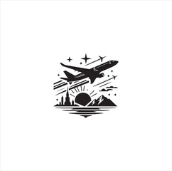 Black silhouette airplane vector