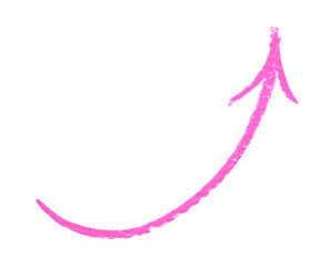 One pink drawn arrow isolated on white