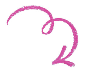 One pink drawn arrow isolated on white