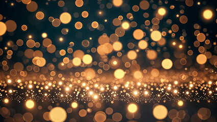 Golden bokeh lights creating festive christmas background