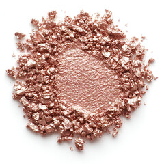 Rose gold eyeshadow texture swatch.  Crushed shimmery powder creates a luxurious makeup look.