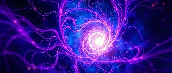 Cosmic Vortex: A Swirling Galaxy of Purple and Blue Nebula
