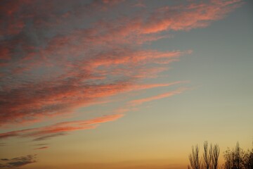 Picturesque view of sky with beautiful clouds at sunset
