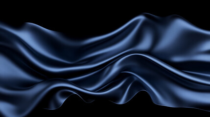 Obraz premium Fluid 3D abstract wave in dark blue tones, creating sense of movement and depth. smooth texture and flowing design evoke calming and serene atmosphere