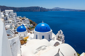Santorini blue dome churches-Greece