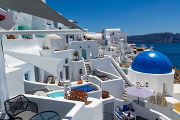 Dome of the church and houses in Oia,Santorini,Greece