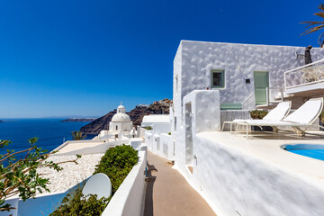 Through the narrow streets of Santorini,Greece