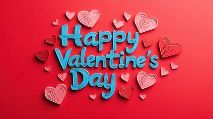 Colorful Handwritten Valentine's Day Greeting with Hearts and Joyful Elements for Romantic Celebrations