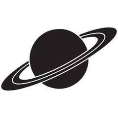 Planet Saturn with planetary ring vector, cosmos and planet silhouette © firoz
