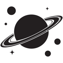 Planet Saturn with planetary ring vector, cosmos and planet silhouette © firoz