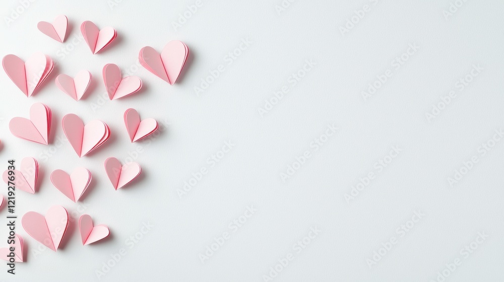 Poster minimalist design with continuous line heart shapes on soft background for elegant decorative use