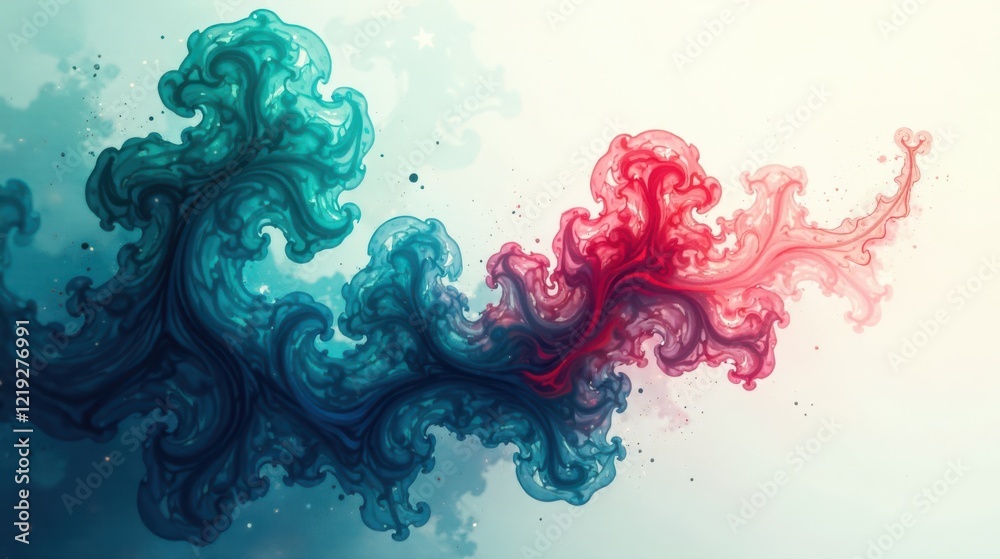 Aufkleber Abstract Swirling Fluid Dynamics A Captivating Visual Representation of Intermingling Colors and Organic Forms in Motion