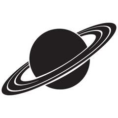 Planet Saturn with planetary ring vector, cosmos and planet silhouette