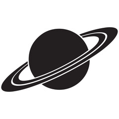 Planet Saturn with planetary ring vector, cosmos and planet silhouette © firoz