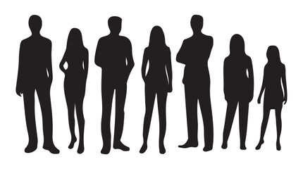 People Silhouettes Set Collection Of Various Adults. Highly Detailed People illustration EPS 10