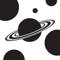 Planet Saturn with planetary ring vector, cosmos and planet silhouette