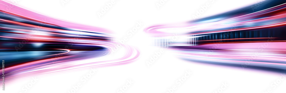 Wall mural electric technology in futuristic style neon color in png format on white transparent background for