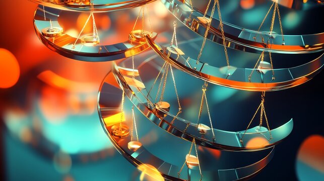 Artistic visualization of public relations featuring symbolic scales dynamic pathways for brand reputation management media relations and public perception shaping