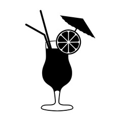 Tropical Cocktail Silhouette - Vector Illustration