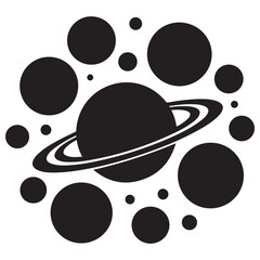 Planet Saturn with planetary ring vector, cosmos and planet silhouette © firoz