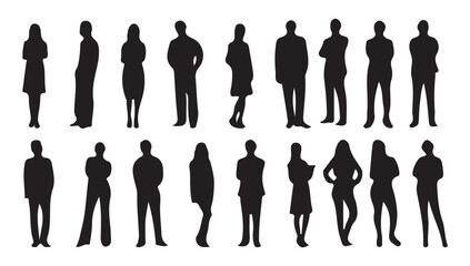 People Silhouettes set. Unrecognizable portraits of women and men. Businessman silhouette vector illustration EPS 10