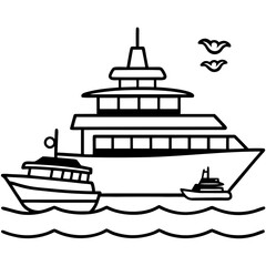 vector illustration of a ship