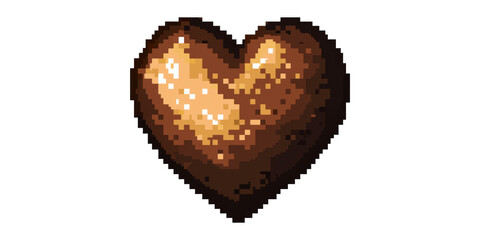 Fototapeta premium Pixelated brown heart icon isolated on transparent background
