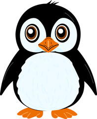 The penguin lives in the Arctic. Ideal for winter designs, children's illustrations, greeting cards,
