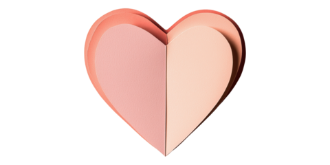 Layered pink and peach heart shape isolated on transparent background