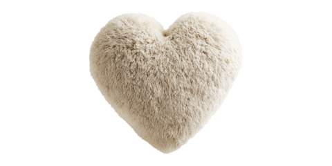 Heart shaped fluffy pillow isolated on transparent background