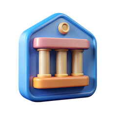 Bank App Interface Icon 3D Cartoon Style Illustration for Financial and Banking Applications