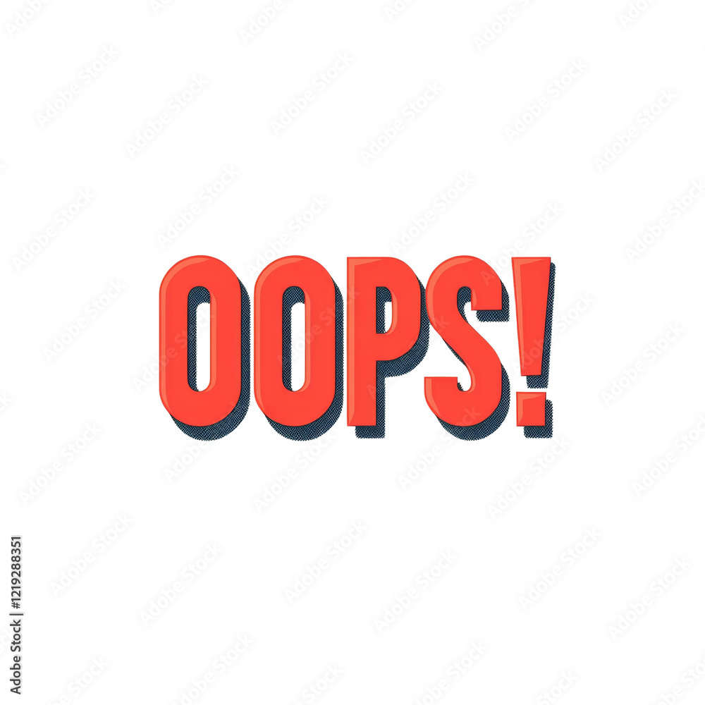 Poster The image shows a stylized red Oops text with a three dimensional effect on a black background.