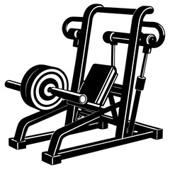 Leg Curl machine Silhouette vector with white background