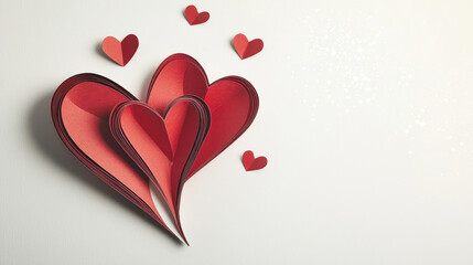 Handcrafted red hearts in continuous flowing design, symbolizing love
