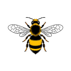 Fototapeta premium Vibrant Yellow and Black Honeybee Illustration on Transparent Background