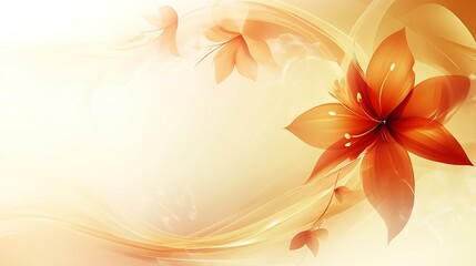 Abstract Orange Flowers with Elegant Swirling Background