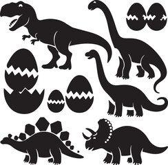 set of dinosaurs silhouettes