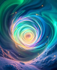 Cosmic Dreamscape: Vibrant Spiral Galaxy with Ethereal Colors
