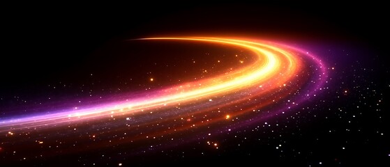 Obraz premium Cosmic Light Trail: A Vibrant, Curving Nebula in Deep Space