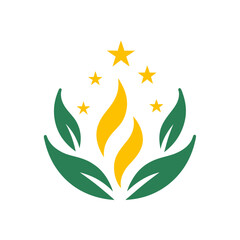 set of leaves and flowers