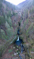 Tanner Creek flows into the scenic Wahclella Falls along the Columbia River Gorge, Oregon. This...