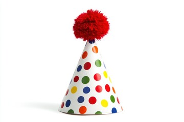 Colorful Party Hat with Red Pom Pom